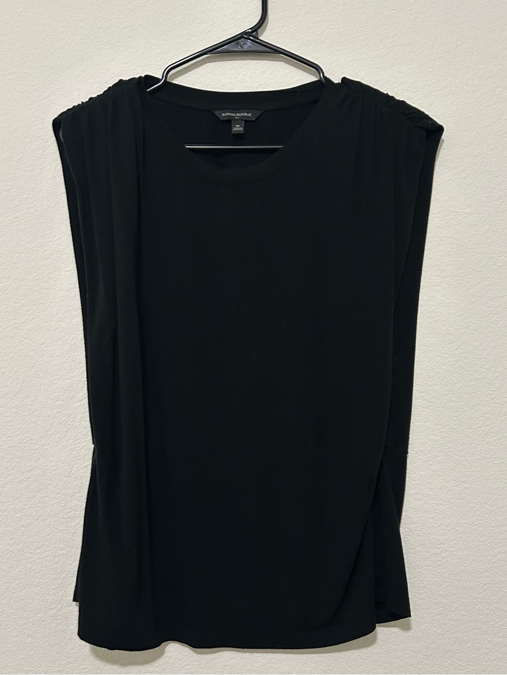 Banana Republic Black Cap-Sleeve Crewneck Blouse